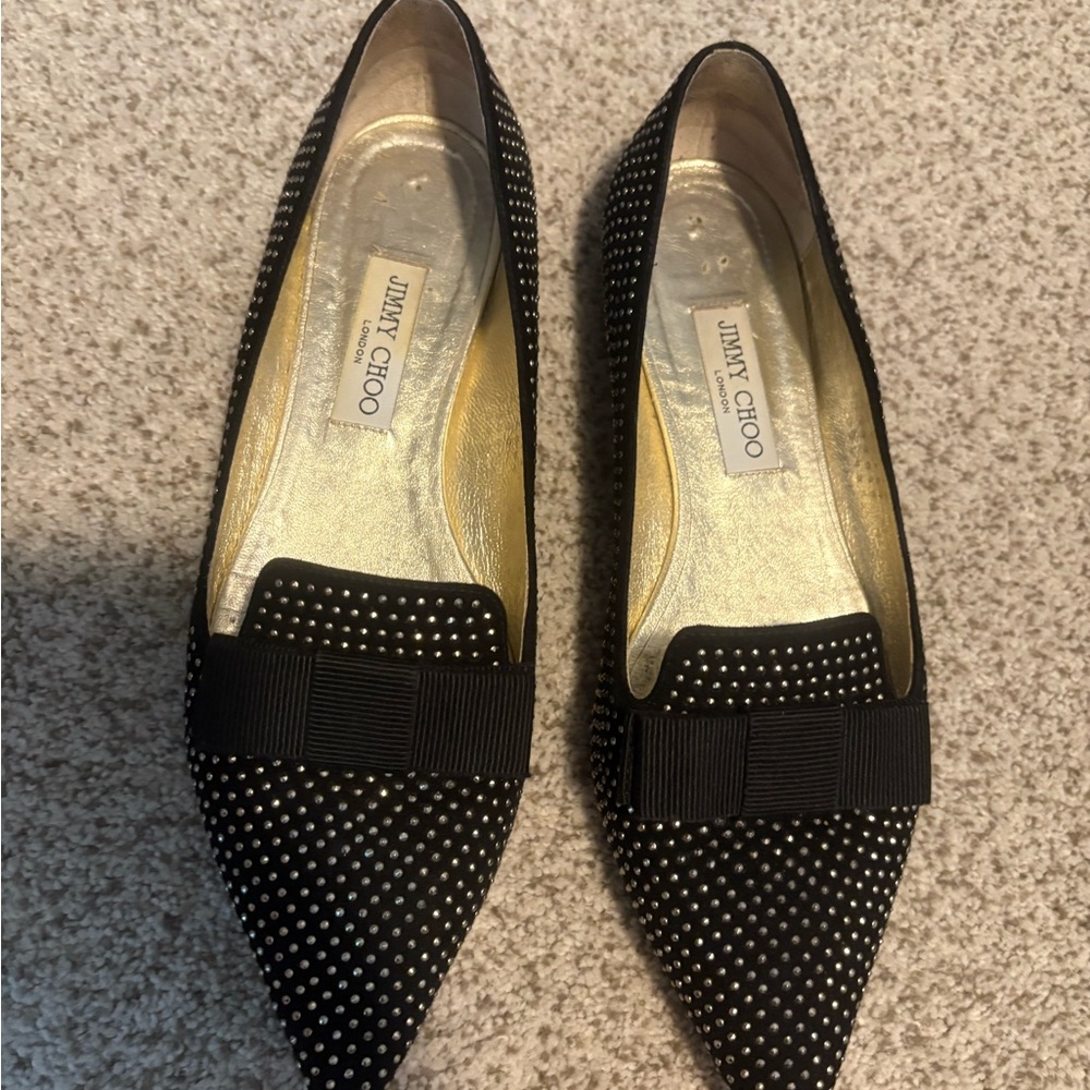 Jimmy Choo Black studded flats size 42